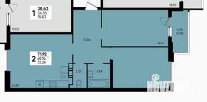 2-к квартира, вторичка, 72м2, 6/18 этаж