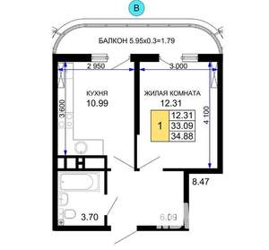 1-к квартира, вторичка, 35м2, 10/24 этаж