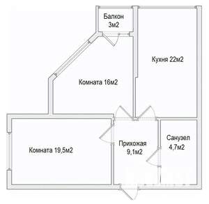 2-к квартира, вторичка, 73м2, 6/21 этаж