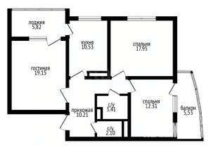 3-к квартира, вторичка, 76м2, 19/19 этаж