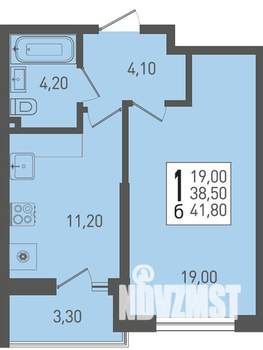1-к квартира, строящийся дом, 42м2, 2/22 этаж