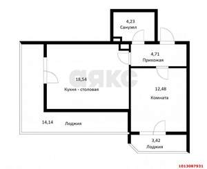 2-к квартира, вторичка, 49м2, 6/24 этаж