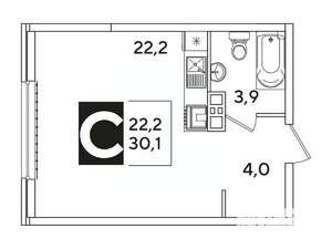 Студия квартира, вторичка, 30м2, 6/16 этаж