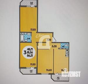 3-к квартира, вторичка, 86м2, 6/16 этаж