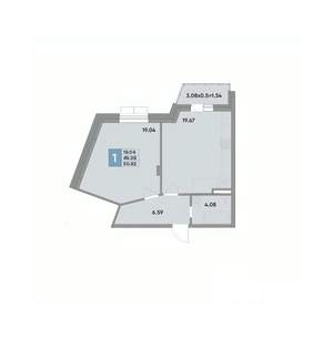 1-к квартира, вторичка, 50м2, 7/10 этаж