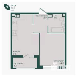 1-к квартира, вторичка, 35м2, 4/18 этаж