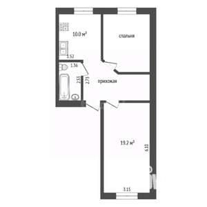 2-к квартира, вторичка, 53м2, 5/6 этаж