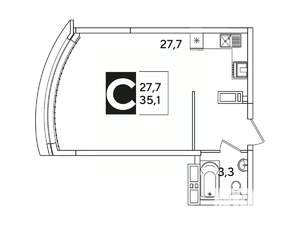 Студия квартира, вторичка, 35м2, 11/16 этаж
