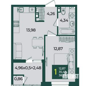 1-к квартира, вторичка, 39м2, 3/18 этаж