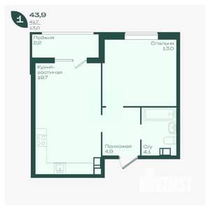 1-к квартира, вторичка, 44м2, 8/18 этаж