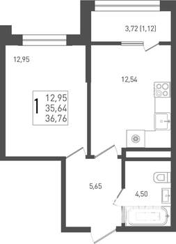 1-к квартира, вторичка, 39м2, 3/9 этаж