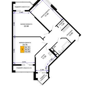 3-к квартира, вторичка, 103м2, 7/12 этаж