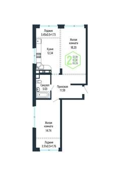 Студия квартира, вторичка, 65м2, 13/24 этаж