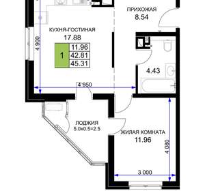 1-к квартира, вторичка, 45м2, 10/16 этаж