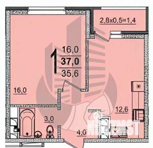 1-к квартира, вторичка, 37м2, 10/19 этаж