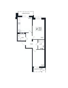 2-к квартира, вторичка, 81м2, 4/12 этаж
