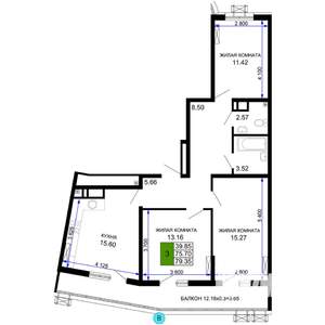 3-к квартира, строящийся дом, 79м2, 24/24 этаж