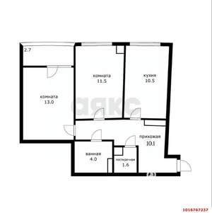 2-к квартира, вторичка, 51м2, 11/16 этаж