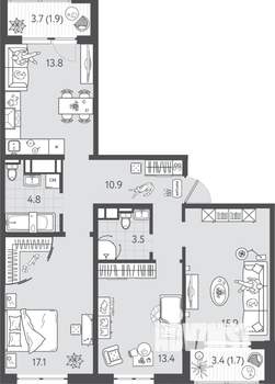 3-к квартира, вторичка, 83м2, 10/24 этаж