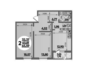 2-к квартира, вторичка, 66м2, 8/8 этаж