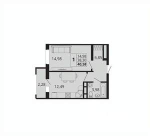 1-к квартира, вторичка, 41м2, 5/18 этаж