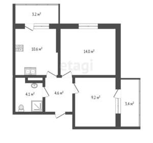 2-к квартира, вторичка, 62м2, 23/24 этаж