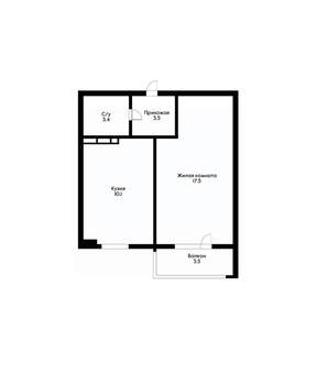 1-к квартира, вторичка, 35м2, 3/12 этаж