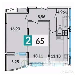 2-к квартира, вторичка, 68м2, 6/17 этаж