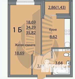 1-к квартира, вторичка, 35м2, 6/22 этаж
