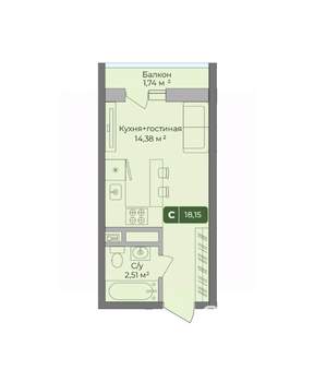 Студия квартира, вторичка, 18м2, 4/10 этаж
