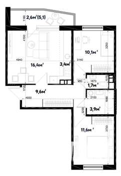3-к квартира, строящийся дом, 60м2, 2/9 этаж