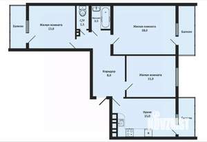 3-к квартира, вторичка, 70м2, 6/12 этаж