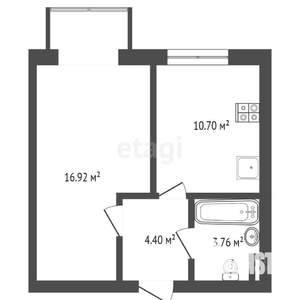 1-к квартира, вторичка, 37м2, 3/3 этаж