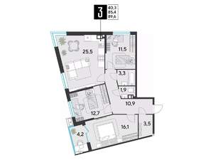 3-к квартира, вторичка, 90м2, 5/18 этаж