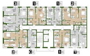 1-к квартира, строящийся дом, 39м2, 13/16 этаж