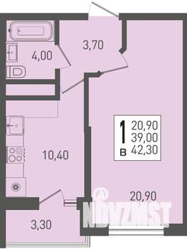 1-к квартира, вторичка, 42м2, 20/22 этаж