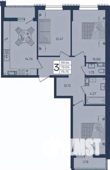 3-к квартира, вторичка, 76м2, 17/18 этаж