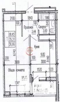 1-к квартира, вторичка, 35м2, 1/24 этаж