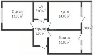 2-к квартира, вторичка, 55м2, 4/9 этаж
