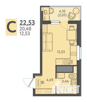 Студия квартира, вторичка, 23м2, 9/18 этаж