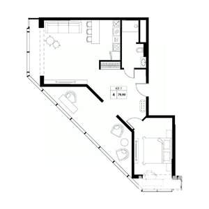 3-к квартира, вторичка, 80м2, 12/19 этаж