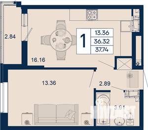 1-к квартира, вторичка, 38м2, 18/18 этаж