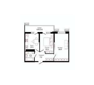 2-к квартира, вторичка, 56м2, 7/23 этаж