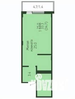 Студия квартира, вторичка, 34м2, 8/9 этаж