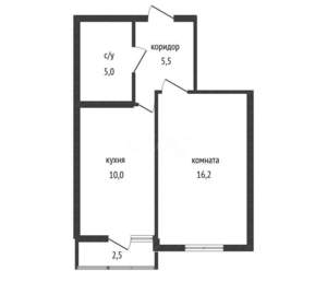 1-к квартира, вторичка, 38м2, 2/3 этаж