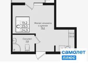 Студия квартира, вторичка, 25м2, 6/9 этаж
