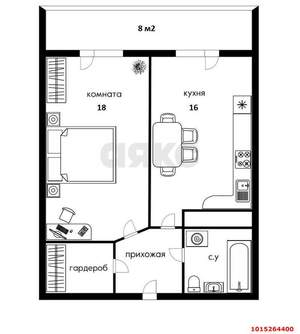 1-к квартира, вторичка, 50м2, 12/18 этаж