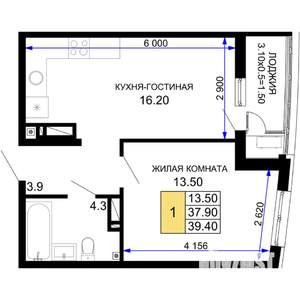 1-к квартира, вторичка, 39м2, 5/18 этаж