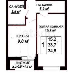 1-к квартира, вторичка, 34м2, 10/19 этаж