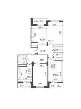 4-к квартира, вторичка, 113м2, 10/16 этаж